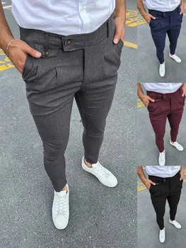 Barbati Slim Moda Pantaloni Drepte Business Casual Pantaloni pentru Patru Sezoane Potrivi Confortabil Respirabil Vițel Pantaloni 20