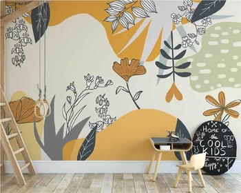 beibehang Personalizate papel de parede 3d moderne nordic mână-pictate abstract plante simple de interior tapet de fundal 7