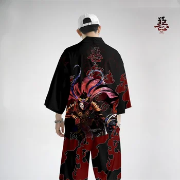 Binele și Răul Goku 3D Imprimate Kimono Cardigan Barbati Traditional Japonez Casual Harajuku Kimono și Pantaloni Asiatice Haine