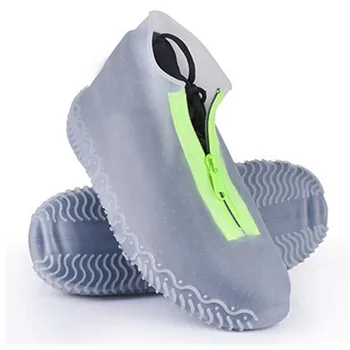 Bărbați Alb Pantof Acoperă cu Fermoar Reutilizabile Pantofi Impermeabil Acoperi Femei Galoși Non Alunecare Galoși de Silicon husa de Ploaie Pentru Pantofi 3