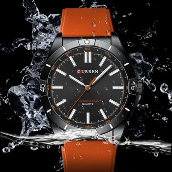 Bărbați Ceas CURREN Fermecător Simplu Ceasuri pentru Barbati Curea Silicon Cuarț Wristwatche pentru Om de Afaceri Luminos Ceas Reloj Hombre 2