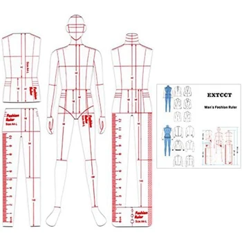 Bărbați Moda Ilustrare Riglă Șablon Desen Acrilice Pentru Cusut Umanoid Model de Design, Îmbrăcăminte de Măsurare 12