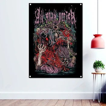 Canibal Death Metal Opere De Artă Banner De Fundal Înfiorător Tapiserie Oculte Întuneric Rău Imagine De Fundal De Artă Poster Rock Pavilion Decor De Perete 10