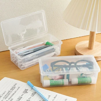 Capacitate Mare De Plastic Transparent Stilou Cutie De Depozitare Caz Creion Creion Schiță Papetărie Pixuri Organizator Rechizite Școlare