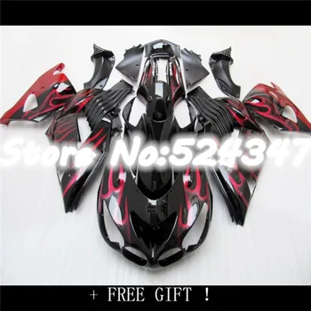 Carenaj Pentru Kawasaki Ninja ZX14R 2006-2011 ZX 14R Roșu Flacără Neagră Motocicleta Carenajele (de Turnare prin Injecție) 4