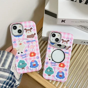Carouri roz Animal cu Oglinda Telefon Caz pentru Iphone 11 12 13 14 15 Pro Max XS X XR Moda Noi Produse Uri Cadou 12