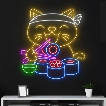 Cat noroc a Manca Sushi Semn de Neon Sushi Neon LED Mâncare Japoneză Decor de Perete Lumina de Neon Copil Pepinieră Restaurant, Room Decor 16