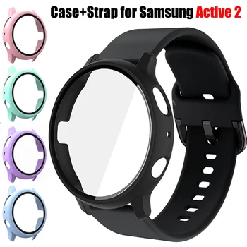 Caz+Curea Pentru Samsung Galaxy Active 2 40mm 44mm Sticlă de Protecție Capac de Film pentru Active2 Brățară Accesorii 20mm Ceas Benzi 7