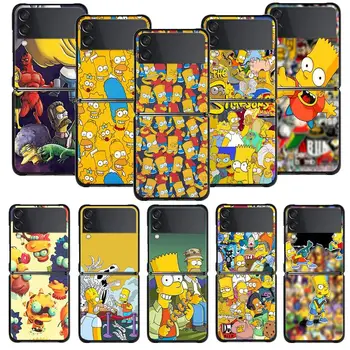 Caz de telefon Pentru Samsung Galaxy Z Z Flip Flip3 5G Z Flip4 Greu PC-ul Mat Coajă de Desene animate Bart Simpsons 11