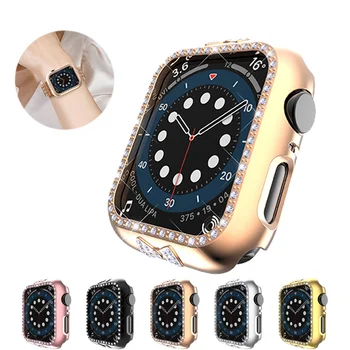 Ceas cu diamante Caz compatibil cu Apple Watch 40MM 44MM PC Cover pentru iWatch Serie SE 6 5 4 3 shell 19