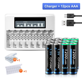 CITYORK 1200mWh 1.5 V AAA Reîncărcabile LI-ion Baterie AAA 3A Baterii cu Litiu Cu LCD de 1.5 V AA AAA Acumulator Litiu-ion Încărcător 15
