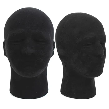 CNIM Fierbinte Polistiren Spumă Negru Bărbați Model de Manechin Cap Manechin Suport de Afișare Magazin Pălărie, 2 x NEGRU 4
