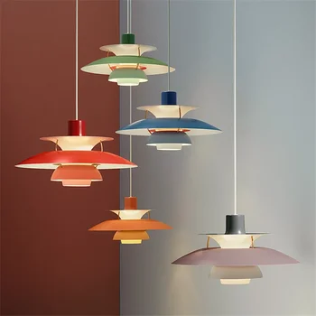 Colorate PH5Led lampă de pandantiv Modern living, dormitor designer danez umbrela Led suspendat lumina sala de mese luciu E27 becuri 16
