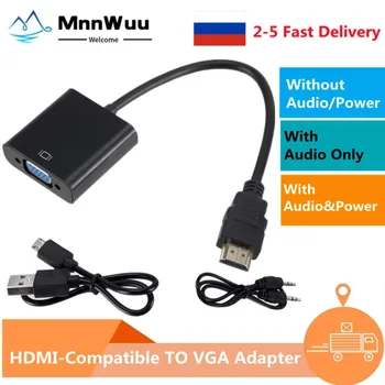 Compatibil HDMI LA VGA Adaptor Cablu de sex Masculin La Famale Converter 1080P VGA, Jack de 3,5 AUX Cablu de Alimentare USB Pentru PC, Laptop, proiector TV