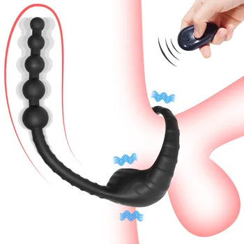 Control de la distanță de Prostata Masaj Vibratoare Cockring Jucarii Sexuale pentru Barbati Femei Anal Margele Dop de Fund Penis Inel Stimulator Clitoris 6