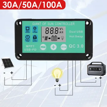 Controler de Încărcare solară de Protecție Multiple Panou Solar Controler 12/24V 30/50/100A Baterie Solara Panou Regulator MPPT Premium