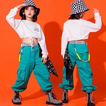 Copii Dans Hip Hop Haine cu maneca Lunga Topuri Culturilor Tricou de Marfă Jogger Pantaloni pentru Fete de Jazz Dans Poarte Costume de Haine