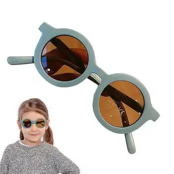 Copilul ochelari de Soare UV-Dovada Rotund ochelari de Soare Pentru Copii Ochelari de Soare Simplificat Design Arc Integrat Nas Tampoane Cadru Gros 6