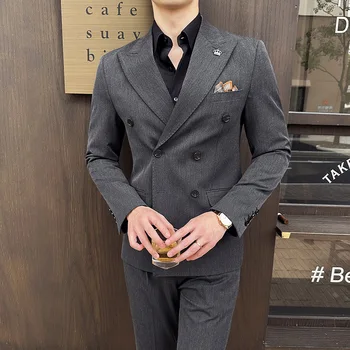 Coreeană Slim Fit Sacou Costum pentru Bărbați 2023 Toamnă Business Casual Blazer Masculino Nunta Birou Sociale Rochie Haina Bărbați Îmbrăcăminte 12