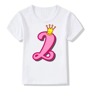 Coroana De Ziua Princess Party Tema Cadouri T-Shirt Pentru Copii Desene Animate Numărul Numele Print T Shirt Copii T-Shirt Tricou 18