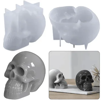 Craniu 3D Silicon Lumânare Mucegai DIY Aromoterapie Soia, Ceara de Mucegai Săpun Manual Cub de Gheata Decor Acasă Scently Lumânare Rasina de Artizanat Mucegai 19