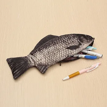 Crap Pen Sac de Pește Realist Forma Make-up Husă Pen Caz Creion Cu Fermoar Machiaj Husă Cadou oarecare articole de Toaletă Spală Amuzant Saci 8