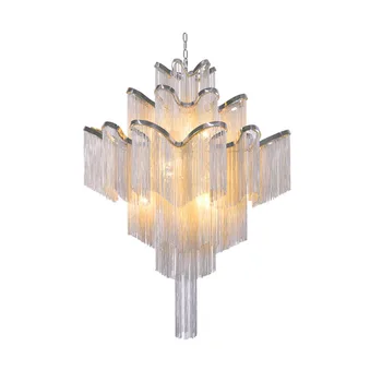 Creative moderne, de lux lanț tassel candelabru Ciucure de aluminiu lanț lampa de Lux Scara Pandantiv Agățat de Lumină pentru Decor 15