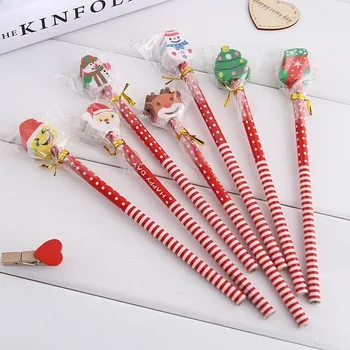 Crăciun Creioane 24/48pcs Drăguț pentru Copii Rechizite de Scris Papetărie Cu Radiere Cadouri Creative a Elevilor Cadouri 1
