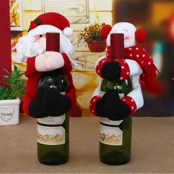 Crăciun Sticla De Elemente De Decor,Moș Crăciun, Om De Zăpadă Care Deține Vinul Rosu Set,Decor De Vacanță Sticla De Sampanie Set 12