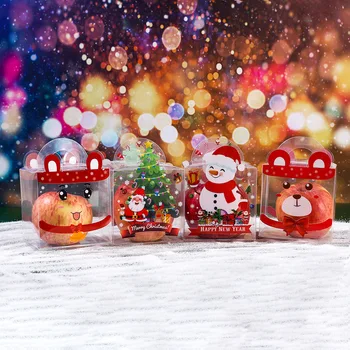 Crăciun Transparent Cutie de Cadou de Patiserie, Pungi de Cadouri din PVC Clar Bomboane Biscuit Copt Cutie Ajunul Crăciunului Portabile Apple Ambalare Cutie 16