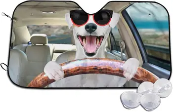 Câine amuzant de Conducere Auto Model Auto parasolar Fața Ferestrei Parasolar pentru cele Mai Sedan SUV Blochează Razele Uv Menține Vehiculul Rece 15