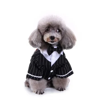 Câine Elegant Costum Cu Dungi Costum Cu Papion Cosplay Shirt Dress Up Haine Pentru Nunta De Halloween Petrecere De Ziua De Livrare Directă 6