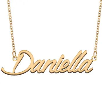 Daniella Numele Colier pentru Femei Bijuterii din Oțel Inoxidabil de Culoare de Aur Plăcuța Pandantive Collares Para Mujer Litere Cravată 18