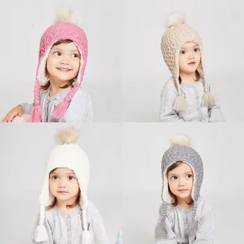 De Iarna pentru copii Copil Capac tricotate Ureche Pălărie de Protecție Pentru copii Baieti Fete Drăguț coreeană Caldă Copii Croșetat Pălării Gorros
