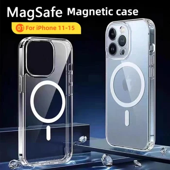 De lux Original obligatoriu de Încărcare fără Fir Magnetic Moale TPU Caz de Telefon pentru iPhone 15 14 13 12 11 Pro Max Magsafe Capac transparent 16