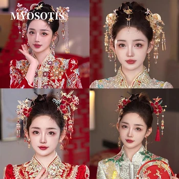 De Lux Prințesă Chineză Pas Se Agită Pălării De Floare De Fani Ciucure Ac De Păr Clasice De Mireasa De La Nunta Hanfu Qipao Accesorii De Par 14