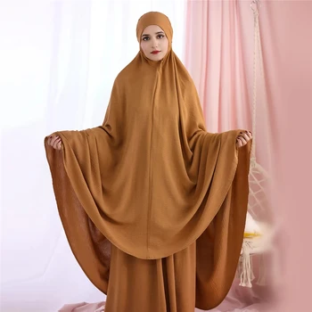 Deasupra Burqa Abaya Femeile Musulmane Acoperire Completă Rugăciune Îmbrăcăminte Haine Islamice Eid Ramadan Khimar 2 Piese Fusta Set Halat Caftan 10