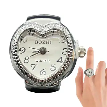 Degetul Inelar Ceasuri Bandă Elastică Elastic Cuarț Inel De Ceasuri De Creație Forma De Inima Ceasuri Inel Ceas Pentru Femei Și Bărbați