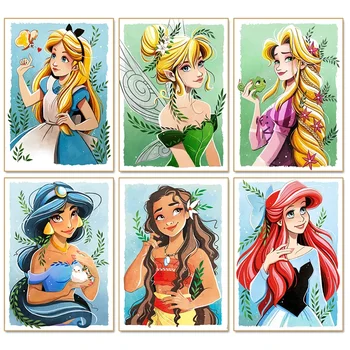 Desene animate Disney Sirenă Zână Prințesă Arta de Perete Panza Pictura Postere si Printuri Poze de Perete pentru Camera de zi Decor Acasă 10