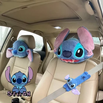 Disney Stitch Auto Tetiera Desene Animate Pluș Auto Perna De Scaun Universale Perna Lombara Centura De Siguranță Capac Auto Accesorii De Interior