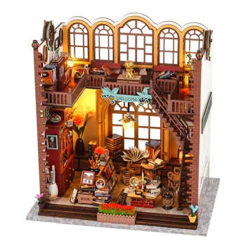 DIY din Lemn, Păpuși în Miniatură, Cu Mobilier Kit de Magie Bookhouse Case Papusa Asambla Jucării pentru Copii Fată Ziua de nastere Cadou de Casa 12