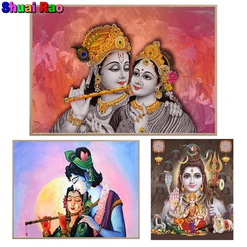 Domnul Shiva cu Ganesha godness mozaic plin de foraj 5d diy diamant pictura hidu Dumnezeu diamant broderie Religia Art decor acasă 2
