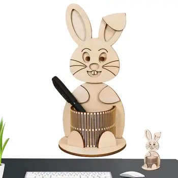 Drăguț Bunny Suport Stilou din Lemn de Paști Titularii de Creion Portabil Creion Cupa Pentru Radiere Conducători Creioane colorate Amuzant DIY Suport Stilou Pentru
