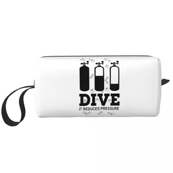Drăguț Scuba Diving Travel borsetă pentru Femei Scufunda Scafandrul Citat de Machiaj Sac de Cosmetice de Frumusete de Stocare Dopp Kit