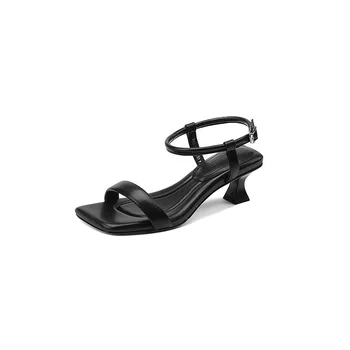 Dulce Moale Pantofi 2023 Moda De Vara Cu Toc Mic Patrat Femei Sandale Peep Toe-O Singură Linie Cu Sandalias Fata Grosime Toc Pompe 4