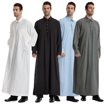 Eid Bărbați Musulmani Jubba Echipa Mens Tricou Lung Rochie Islamic, Ramadan Rever Halat Arabia Musulmani Poarte Abaya Caftan Dubai Arabe Rochie 16