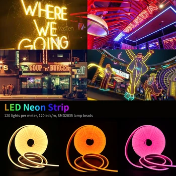Estompat Semn de Neon 12V LED Strip Lumină 2835 120LEDs/M Coarda Tub de Lampă Banda Senzor de Corpul Uman Dimmer pentru Acasă Decorare Vacanță 21
