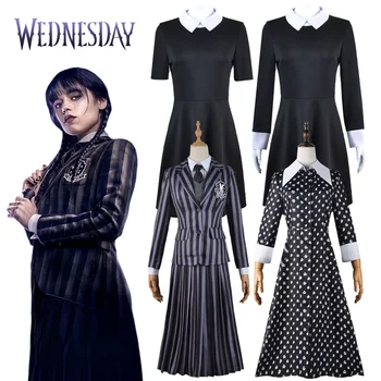 Familia Addams Miercuri Cosplay Costum De Uniformă De Școlăriță Miercuri Nevermore Miercuri Negru Gotic Rochii De Petrecere De Halloween 7