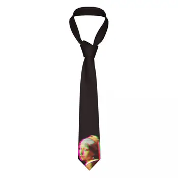 Fata Cu Cercel de Perlă Art Glitch Cravate Barbati Femei Poliester 8 cm Gât Cravată Bărbați Moda Accesorii Clasice Cravat Cosplay 12