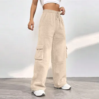 Femei Americane Retro Multi de Buzunar Pantaloni de Vara Nou de Bază, de Potrivire de Epocă Talie Mare Pantaloni Unisex Femei Vrac Cargo Pantaloni 2